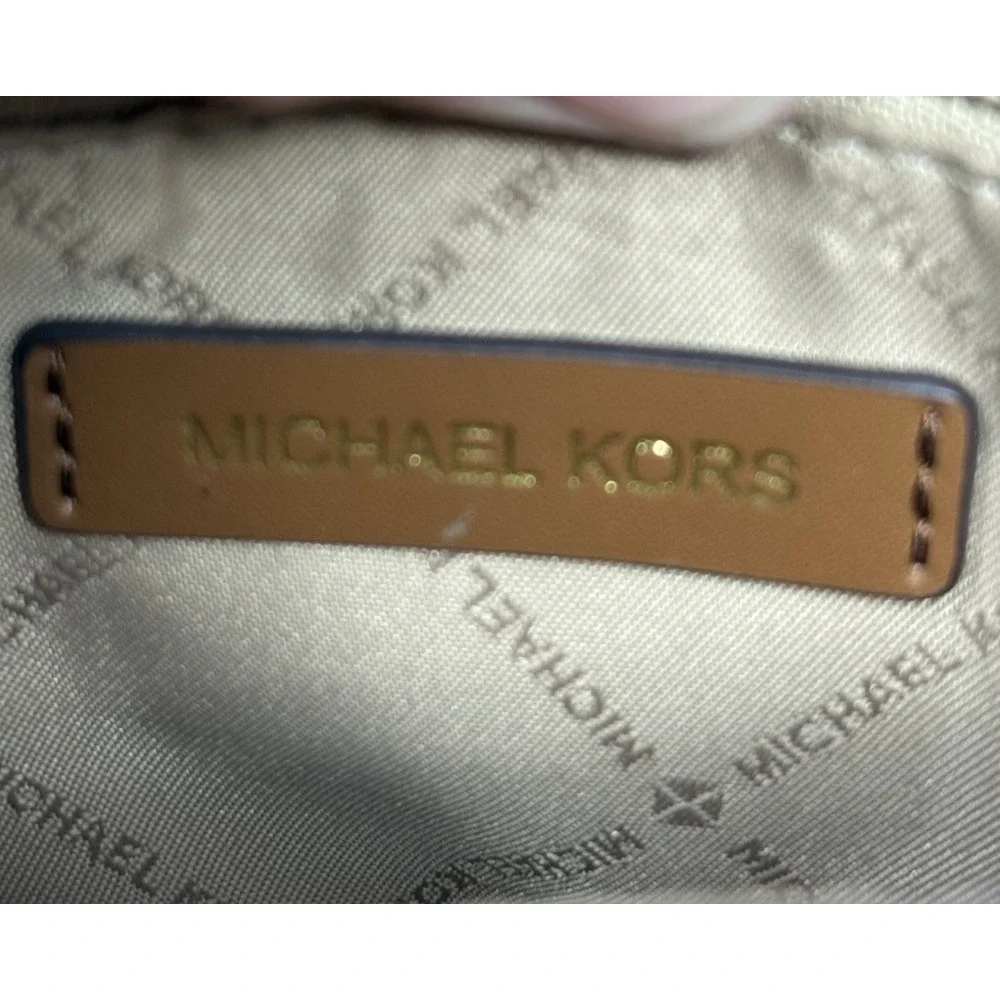 MICHAEL KORS SLOAN EDITOR BROWN MK MEDIUM FLAP CENTER STRIPE MESSENGER BAG